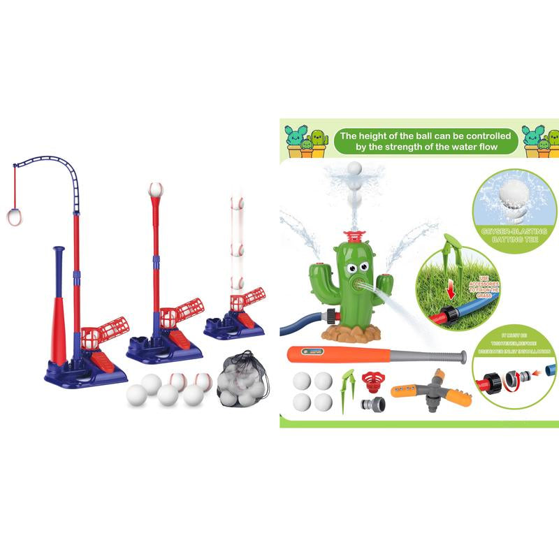 Deao 3-In-1 T Ball Sets, Baseball Training Equipment with Tee Ball Stand, Hanging Tee, Ball Launcher,6Pcs Baseballs, Adjustable Height Baseball Toys