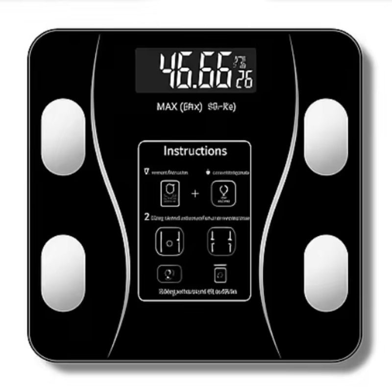Bluetooth smart scale with app, full-body analysis, iOS/Android, 180kg, high-precision for fitness.