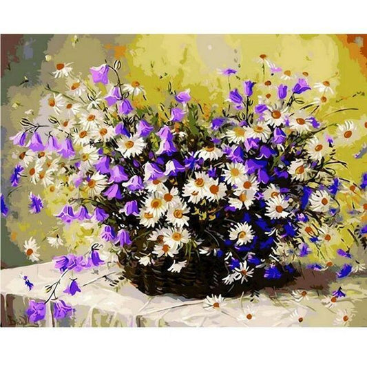 🎨 Basket Full of Flowers – DIY Paint by Numbers Kit