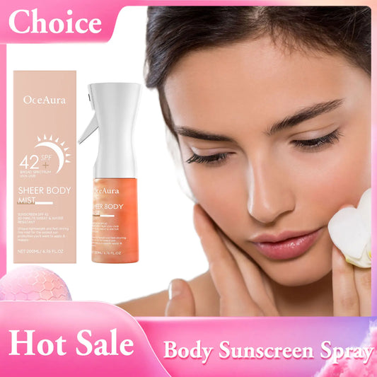 Body Sunscreen Spray SPF42+ Sunblock Powerful Protect Body UVA/UVB Resistance Sunburn Spot Whitening Waterproof Body Sunscreen